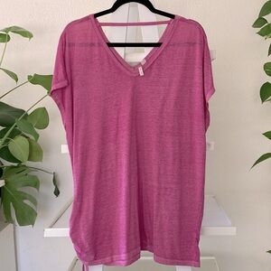 Live Well Active pink v-neck burnout T-shirt